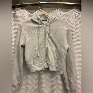 Brandy Melville Light Gray Cropped Hoodie